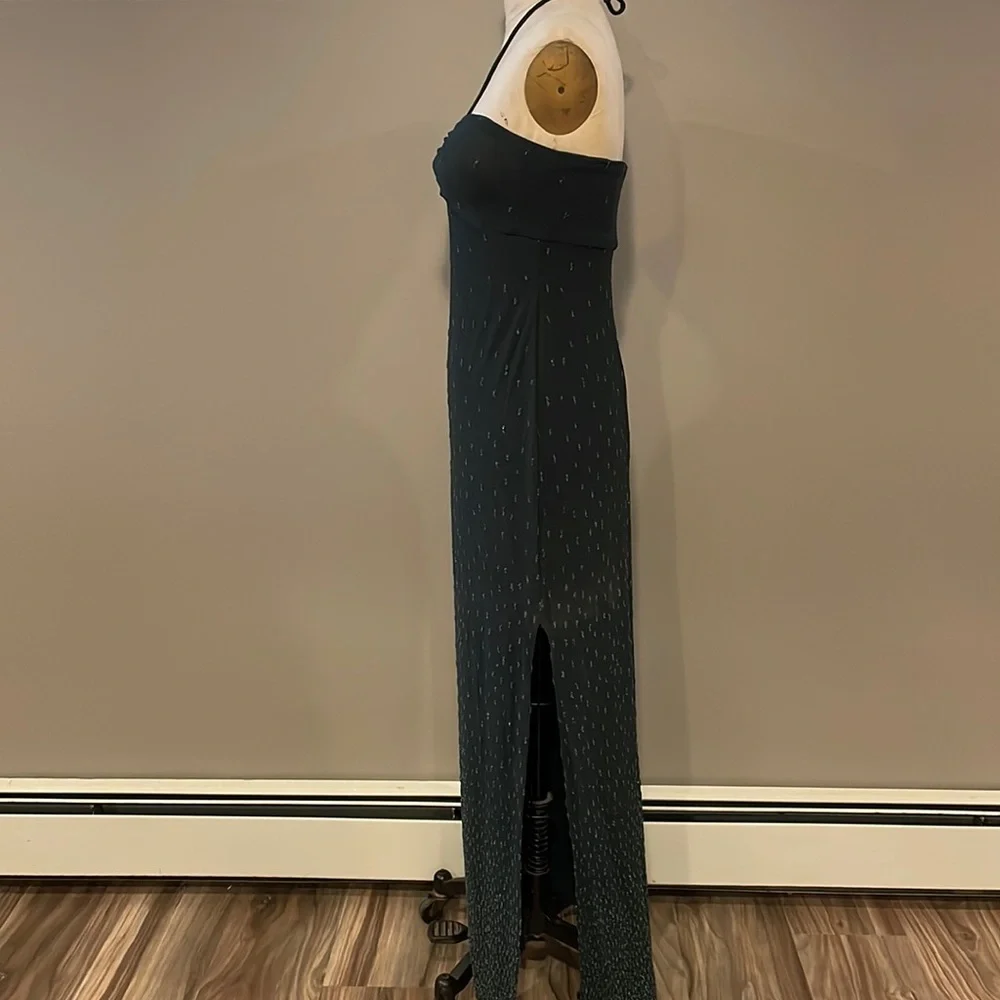 Beaded strapless halter dark green cocktail dress - handmade, beautiful! - Picture 4 of 8